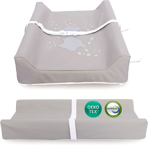 وسادة تغيير حفاضات الأطفال المقاومة للماء من القطن العضوي لخزانة الملابس من سليباه - غطاء قابل للتنفس وقابل للغسل - وسادة تغيير ثلاثية الجوانب مع رغوة معتمدة من سيرتيبور (بيج) in Kuwait