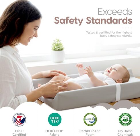 وسادة تغيير حفاضات الأطفال المقاومة للماء من القطن العضوي لخزانة الملابس من سليباه - غطاء قابل للتنفس وقابل للغسل - وسادة تغيير ثلاثية الجوانب مع رغوة معتمدة من سيرتيبور (بيج) in Kuwait