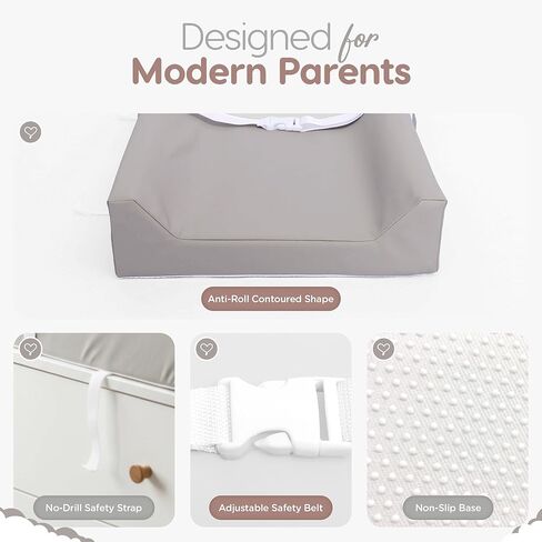 وسادة تغيير حفاضات الأطفال المقاومة للماء من القطن العضوي لخزانة الملابس من سليباه - غطاء قابل للتنفس وقابل للغسل - وسادة تغيير ثلاثية الجوانب مع رغوة معتمدة من سيرتيبور (بيج) in Kuwait