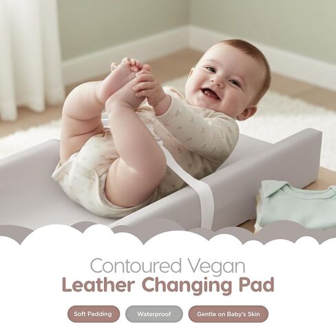 وسادة تغيير حفاضات الأطفال المقاومة للماء من القطن العضوي لخزانة الملابس من سليباه - غطاء قابل للتنفس وقابل للغسل - وسادة تغيير ثلاثية الجوانب مع رغوة معتمدة من سيرتيبور (بيج) in Kuwait