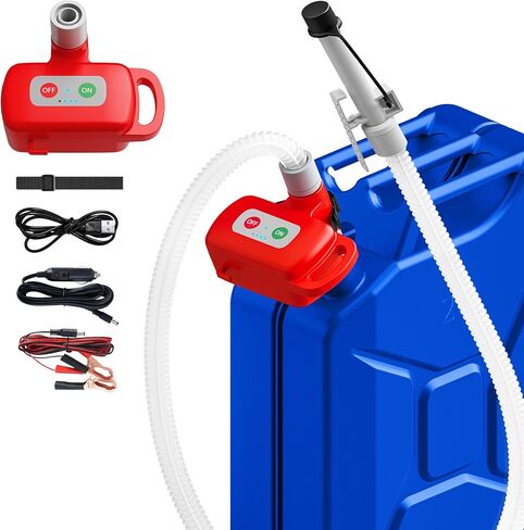 Rechargeable Fuel Transfer Pump with Auto-Stop & Leak Protection, 3.2 GPM Automatic Gas Can Pump with 71" Extra Long Hose, Portable Lithium Battery Gas Transfer Pump for Oil, Diesel, Gasoline in Saudi Arabia