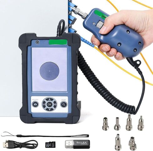 TIP-600V مسبار فحص الألياف الضوئية - جهاز اختبار مجهر 500X مع شاشة عرض، طقم فحص الألياف البصرية العالمي لتنظيف الألياف LC، SC، 1.25 مم و2.5 مم in Saudi Arabia