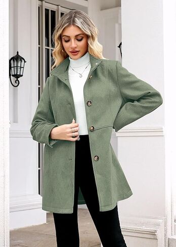 Womens Winter Suede Coat Stand Collar Single Breasted Overcoat with Pockets Mid Length Trench Coats in Saudi Arabia
