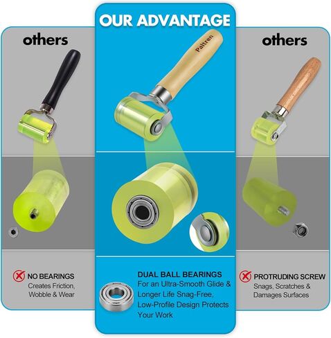 Seam Roller with Dual Ball Bearings | Professional Application Tool for Automotive Sound Deadening, Wallpaper, Vinyl & Home Workshop | Flawless Results with a Solid PU Wheel in Saudi Arabia