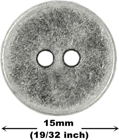 Bezelry 30 Pieces Concave Metal Hole Buttons. 15mm (5/8 inch) (Antique Silver) in Saudi Arabia