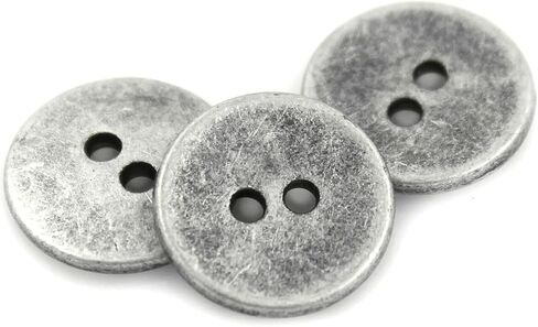 Bezelry 30 Pieces Concave Metal Hole Buttons. 15mm (5/8 inch) (Antique Silver) in Saudi Arabia