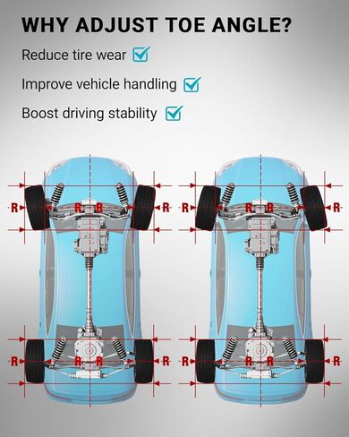 مجموعة أدوات محاذاة العجلات المحدثة للخدمة الشاقة مع شريط قياس، أدوات محاذاة إصبع القدم من الفولاذ المقاوم للصدأ للسيارات وحوامل موازنة لوحات لشاحنة السيارة وسيارات الدفع الرباعي in Kuwait