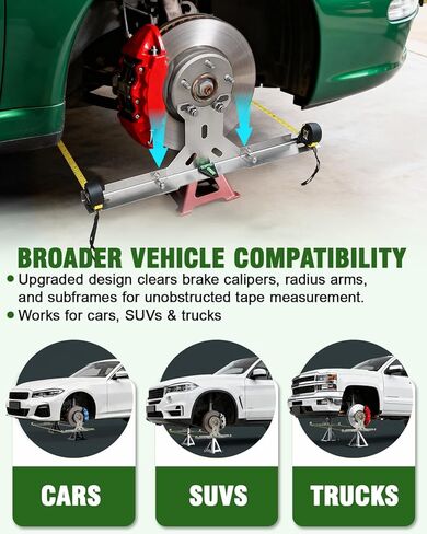 مجموعة أدوات محاذاة العجلات المطورة، أدوات محاذاة أصابع القدم من الفولاذ المقاوم للصدأ شديدة التحمل مع شريط قياس، حوامل المحور، لوحات موازنة الواجهة الأمامية للسيارات والشاحنات وسيارات الدفع الرباعي in Kuwait