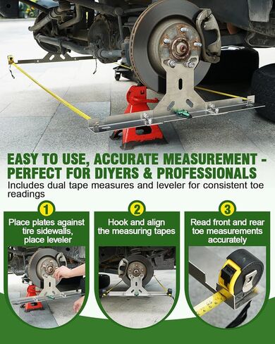 مجموعة أدوات محاذاة العجلات المطورة، أدوات محاذاة أصابع القدم من الفولاذ المقاوم للصدأ شديدة التحمل مع شريط قياس، حوامل المحور، لوحات موازنة الواجهة الأمامية للسيارات والشاحنات وسيارات الدفع الرباعي in Kuwait