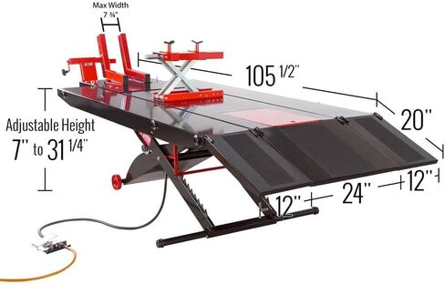 Black Widow Extra-Wide Pneumatic ProLift Motorcycle Scissor Lift Table 1,500 lb. Maximum Capacity with 31.25" Maximum Lift Height in Kuwait