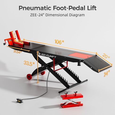 1500 LB Motorcycle Lift Table, Heavy Duty Air/Hydraulic ATV Lift with Side Extensions, 48" W x 33.5" H, User-Friendly Installation Design with Motorcycle Jack, Fits Harley/Indian/Custom in Saudi Arabia