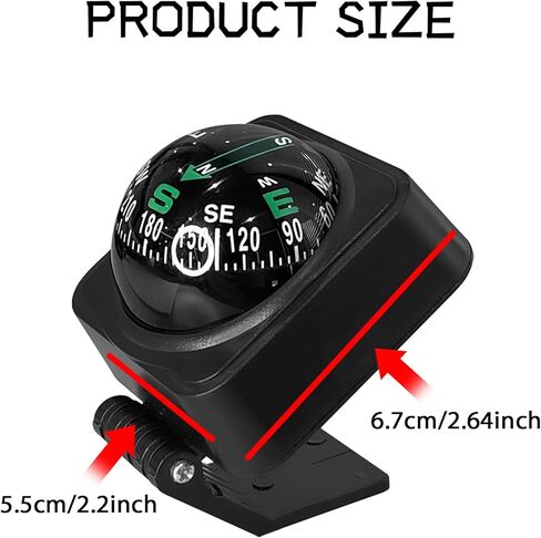 Upgraded Car Compass,2.6x2.2x2.1 Car Compass Dashboard with Adjustable Angle, Portable Compasses for Car Dashboard Auto Accessories for Camping, Travel, Hiking Universal HD Digital Compasses Ball in Kuwait