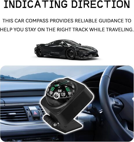 Upgraded Car Compass,2.6x2.2x2.1 Car Compass Dashboard with Adjustable Angle, Portable Compasses for Car Dashboard Auto Accessories for Camping, Travel, Hiking Universal HD Digital Compasses Ball in Kuwait