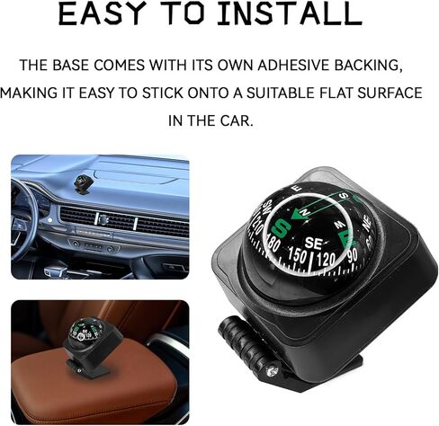 Upgraded Car Compass,2.6x2.2x2.1 Car Compass Dashboard with Adjustable Angle, Portable Compasses for Car Dashboard Auto Accessories for Camping, Travel, Hiking Universal HD Digital Compasses Ball in Kuwait