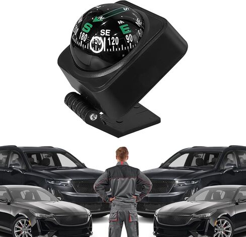 Upgraded Car Compass,2.6x2.2x2.1 Car Compass Dashboard with Adjustable Angle, Portable Compasses for Car Dashboard Auto Accessories for Camping, Travel, Hiking Universal HD Digital Compasses Ball in Kuwait