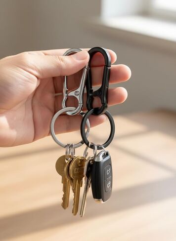 Keychain - Alloy Keychain Set with Safety Clip, Multi-Purpose Keyring for Home and Car Keys(Black and Gold) in Saudi Arabia