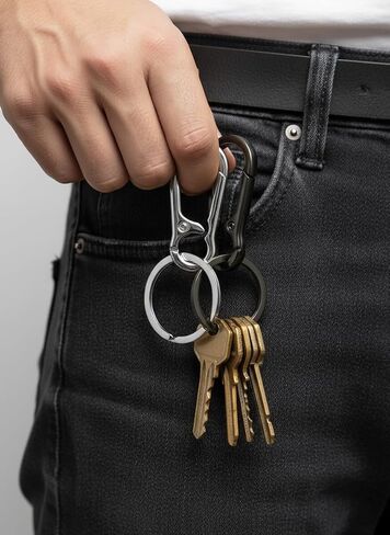 Keychain - Alloy Keychain Set with Safety Clip, Multi-Purpose Keyring for Home and Car Keys(Black and Gold) in Saudi Arabia