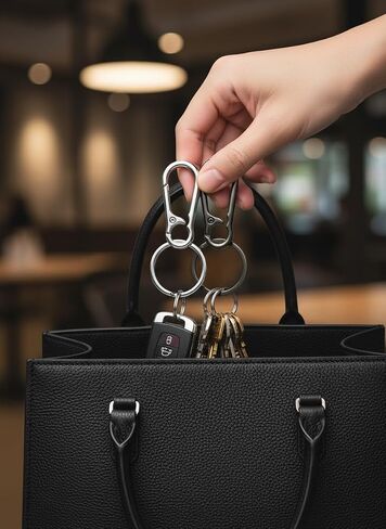 Keychain - Alloy Keychain Set with Safety Clip, Multi-Purpose Keyring for Home and Car Keys(Black and Gold) in Saudi Arabia