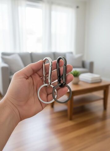 Keychain - Alloy Keychain Set with Safety Clip, Multi-Purpose Keyring for Home and Car Keys(Black and Gold) in Saudi Arabia