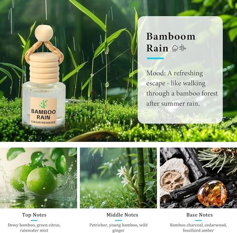 Car Air Freshener Oil Diffuser - Hanging Long Lasting Scent for Car & Home, Essential Oil Freshener with Adjustable Fragrance（Bamboo Rain+White Tea） in Kuwait