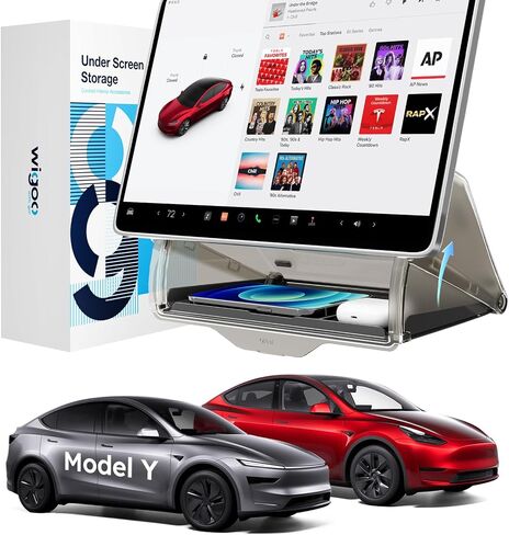 صندوق تخزين Wigoo Tesla Model Y Juniper تحت الشاشة [تصميم مخفي وتركيب ثابت] ملحقات نموذج Y Juniper الجديدة، صينية تنظيم وحدة التحكم المركزية للطراز Y 2019 ~ 2026 (تناسب الطراز الجديد Y) in Kuwait