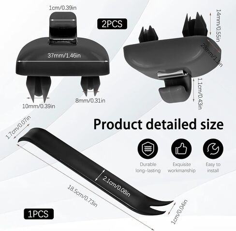 2PCS Upgraded Car Sun Visor Makeup Mirror Hook Clips Interior Sun Visor Clip Bracket Compatible with Audi A3 A4L A6L A7 Q5 Q3 (Black) in Saudi Arabia