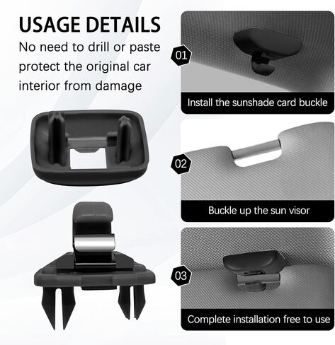 2PCS Upgraded Car Sun Visor Makeup Mirror Hook Clips Interior Sun Visor Clip Bracket Compatible with Audi A3 A4L A6L A7 Q5 Q3 (Black) in Saudi Arabia