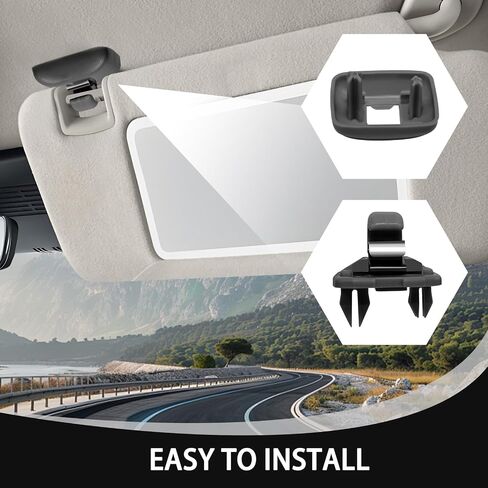 2PCS Upgraded Car Sun Visor Makeup Mirror Hook Clips Interior Sun Visor Clip Bracket Compatible with Audi A3 A4L A6L A7 Q5 Q3 (Black) in Saudi Arabia