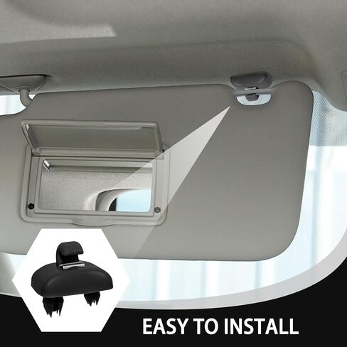 2PCS Upgraded Car Sun Visor Makeup Mirror Hook Clips Interior Sun Visor Clip Bracket Compatible with Audi A3 A4L A6L A7 Q5 Q3 (Black) in Saudi Arabia