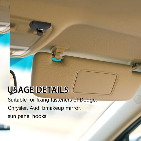 2PCS Upgraded Car Sun Visor Makeup Mirror Hook Clips Interior Sun Visor Clip Bracket Compatible with Audi A3 A4L A6L A7 Q5 Q3 (Black) in Saudi Arabia