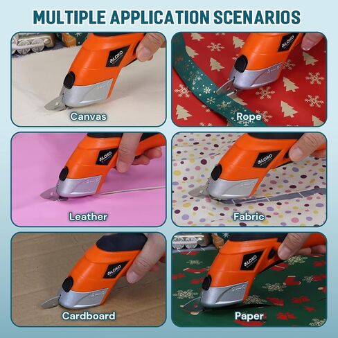 مقص كهربائي لاسلكي، قاطع الورق المقوى VLOXO، مقص كهربائي لقطع القماش مع شفرات، قاطع قماش قوي قابل لإعادة الشحن للحرف اليدوية، جلد من الورق المقوى، سجاد من البلاستيك مع حافظة برتقالية in Kuwait