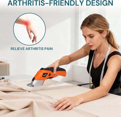 مقص كهربائي لاسلكي، قاطع الورق المقوى VLOXO، مقص كهربائي لقطع القماش مع شفرات، قاطع قماش قوي قابل لإعادة الشحن للحرف اليدوية، جلد من الورق المقوى، سجاد من البلاستيك مع حافظة برتقالية in Kuwait