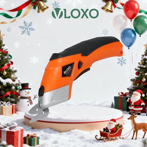 مقص كهربائي لاسلكي، قاطع الورق المقوى VLOXO، مقص كهربائي لقطع القماش مع شفرات، قاطع قماش قوي قابل لإعادة الشحن للحرف اليدوية، جلد من الورق المقوى، سجاد من البلاستيك مع حافظة برتقالية in Kuwait
