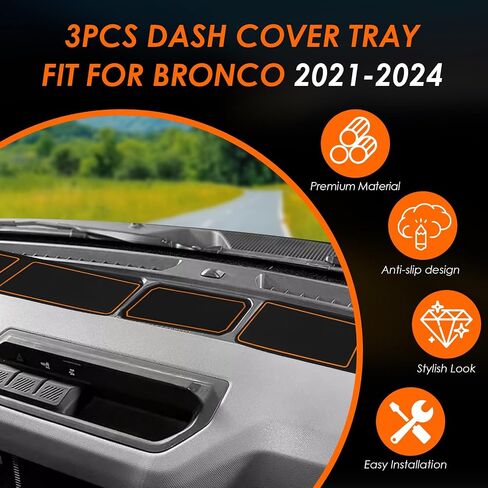 3Pcs Silicone Dash Cover Tray Anti Slip Dashboard Mat Insert Liner, Stylish Fit for Bronco 2021-2024, with Unique Non Slip Texture, for Interior (Red) in Saudi Arabia