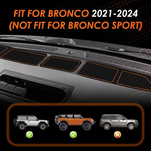 3Pcs Silicone Dash Cover Tray Anti Slip Dashboard Mat Insert Liner, Stylish Fit for Bronco 2021-2024, with Unique Non Slip Texture, for Interior (Red) in Saudi Arabia