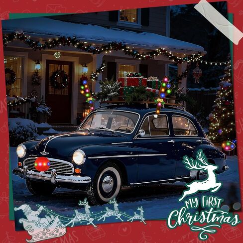Christmas Car Decorations Reindeer Car Kit Antlers 2025, Jingle Bells Rudolph with Lights Reindeer and Nose, Tail Cute Costume Auto Accessories for Trunk Vehicles SUV Multicolor in Saudi Arabia