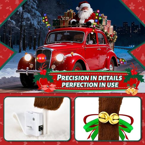 Christmas Car Decorations Reindeer Car Kit Antlers 2025, Jingle Bells Rudolph with Lights Reindeer and Nose, Tail Cute Costume Auto Accessories for Trunk Vehicles SUV Multicolor in Saudi Arabia