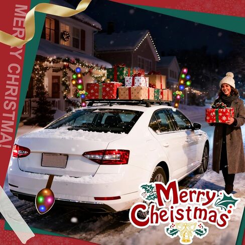 Christmas Car Decorations Reindeer Car Kit Antlers 2025, Jingle Bells Rudolph with Lights Reindeer and Nose, Tail Cute Costume Auto Accessories for Trunk Vehicles SUV Multicolor in Saudi Arabia