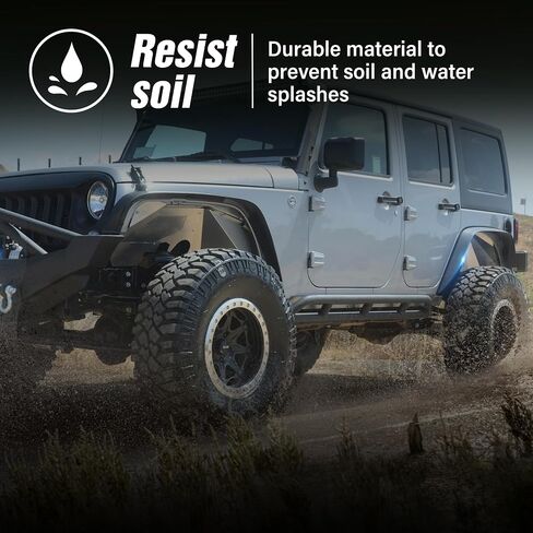 لـ JK Flat Style Front Fender Flares 4-Piece Combo متوافق مع 2007-2018 Jeep Wrangler JK JKU مجموعة مصدات العجلات الفولاذية الثقيلة غير المحدودة للطرق الوعرة، أسود محكم (2/4 أبواب) in Kuwait
