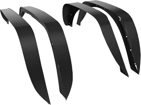 لـ JK Flat Style Front Fender Flares 4-Piece Combo متوافق مع 2007-2018 Jeep Wrangler JK JKU مجموعة مصدات العجلات الفولاذية الثقيلة غير المحدودة للطرق الوعرة، أسود محكم (2/4 أبواب) in Kuwait
