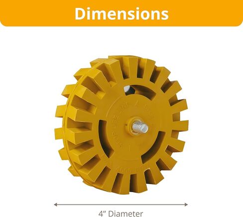 4 Inch Decal Remover Eraser Wheel - Easily Remove Car Stickers, Adhesive, Glass, Metal, Emblem, Vinyl and Pinstripes - Rubber Wheel with Drill Adapter for Quick and No Scratch Application in Saudi Arabia