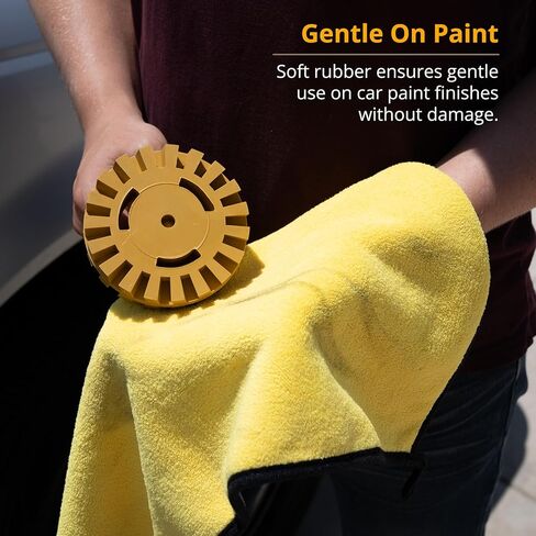4 Inch Decal Remover Eraser Wheel - Easily Remove Car Stickers, Adhesive, Glass, Metal, Emblem, Vinyl and Pinstripes - Rubber Wheel with Drill Adapter for Quick and No Scratch Application in Saudi Arabia