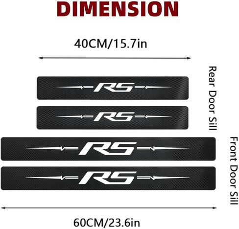 4PCS Car Door Sill Protectors Carbon Fiber Leather Sticker Automotive Door Entry Guard Compatible with Chevy Camaro Accessories(Red Rs) in Saudi Arabia