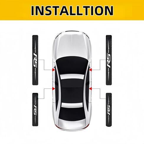 4PCS Car Door Sill Protectors Carbon Fiber Leather Sticker Automotive Door Entry Guard Compatible with Chevy Camaro Accessories(Red Rs) in Saudi Arabia