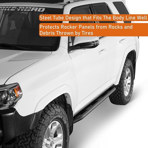 واقيات u-Box 4Runner Rock Slider Rocker لـ 2010-2024 Toyota 4Runner الجيل الخامس (باستثناء Limited، Nightshade، TRD Sport & 10-13 SR5)، قضبان درع للباب أنبوبي فولاذية متينة مع تصميم ركلة للخارج in Saudi Arabia