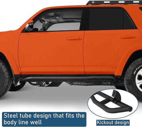 واقيات u-Box 4Runner Rock Slider Rocker لـ 2010-2024 Toyota 4Runner الجيل الخامس (باستثناء Limited، Nightshade، TRD Sport & 10-13 SR5)، قضبان درع للباب أنبوبي فولاذية متينة مع تصميم ركلة للخارج in Saudi Arabia