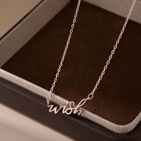 SLUYNZ 925 Sterling Silver Wish Necklace Choker for Women Teens Word Pendant Necklace for Her Birthday Anniversary in Saudi Arabia