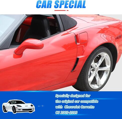 ABS غطاء فتحات جانبية للسيارة متوافق مع شيفروليه كورفيت C6 2005-2013، فتحة مدخل تدفق الهواء، ملحقات استبدال خارجية للسيارات (يسار + يمين) in Saudi Arabia