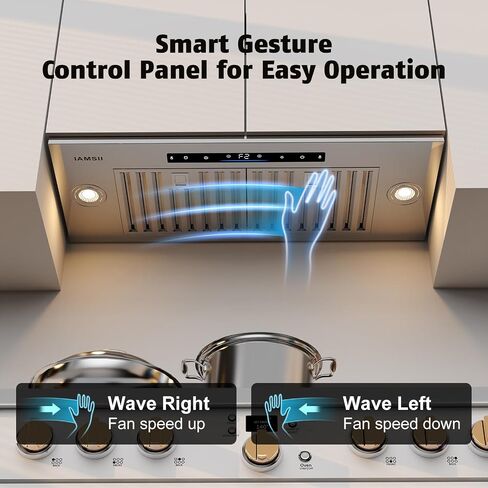 Range Hood Insert 36 inch,Built-in Kitchen Hood with 900 CFM, Ducted/Ductless Convertible Kitchen Vent Hood,Stainless Steel Stove Hood with 4 Speed Gesture Sensing&Touch Control Panel in Kuwait