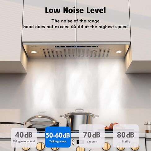 Range Hood Insert 36 inch,Built-in Kitchen Hood with 900 CFM, Ducted/Ductless Convertible Kitchen Vent Hood,Stainless Steel Stove Hood with 4 Speed Gesture Sensing&Touch Control Panel in Kuwait
